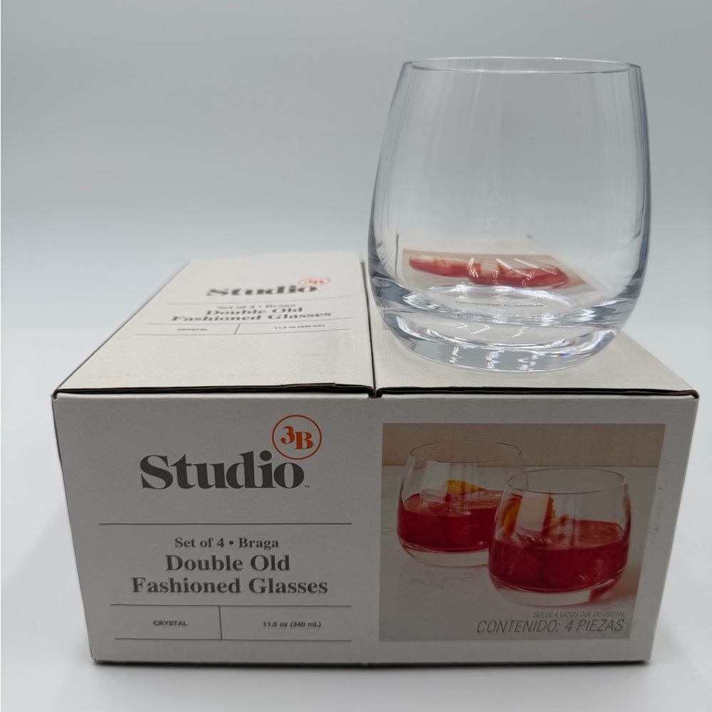 NIB Studio Braga Set of 4 Double Old Fashioned Glasses